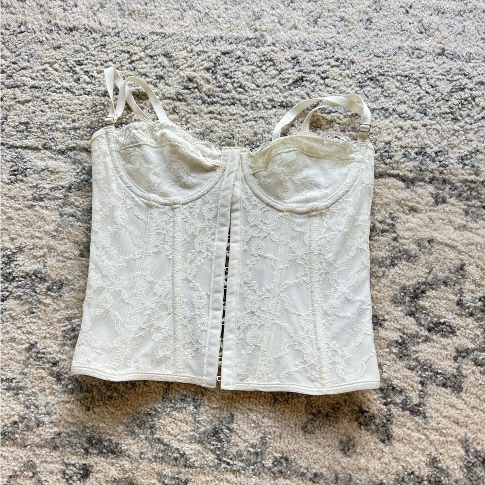 SHEIN Lace Bustier Bodysuit - White